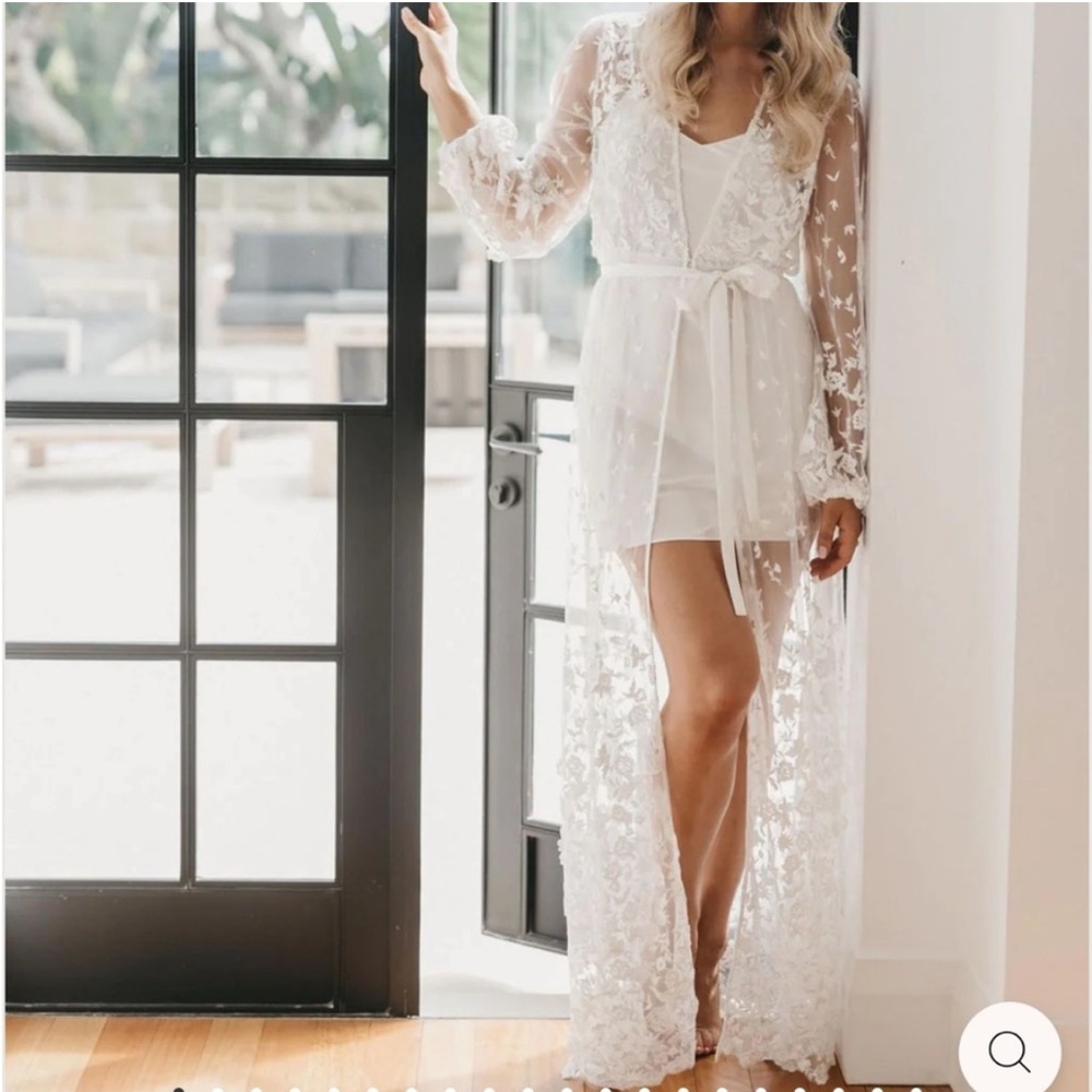 Le Rose Bridal Robe and Slip - ADELE LACE MAXI BRIDAL ROBE - INCLUDES SLIP